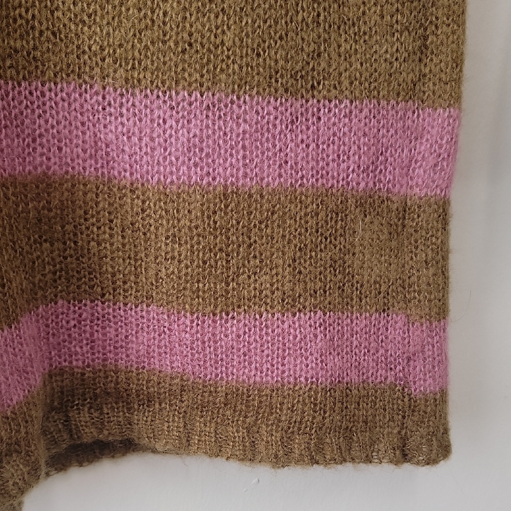 LOFT Olive and Lavender Mohair Blend Striped Sweater - Picture 7 of 11